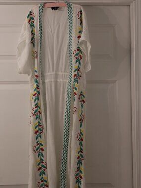 Curations Embroidered Gauze Kaftan Cover-Up | Small White